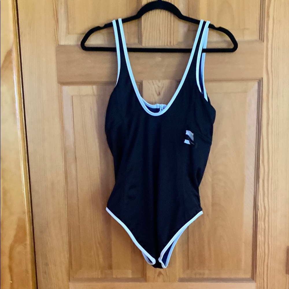 INC International Concepts Blue and White One-Piece Swimsuit Sporty Design 12 - Picture 3 of 16